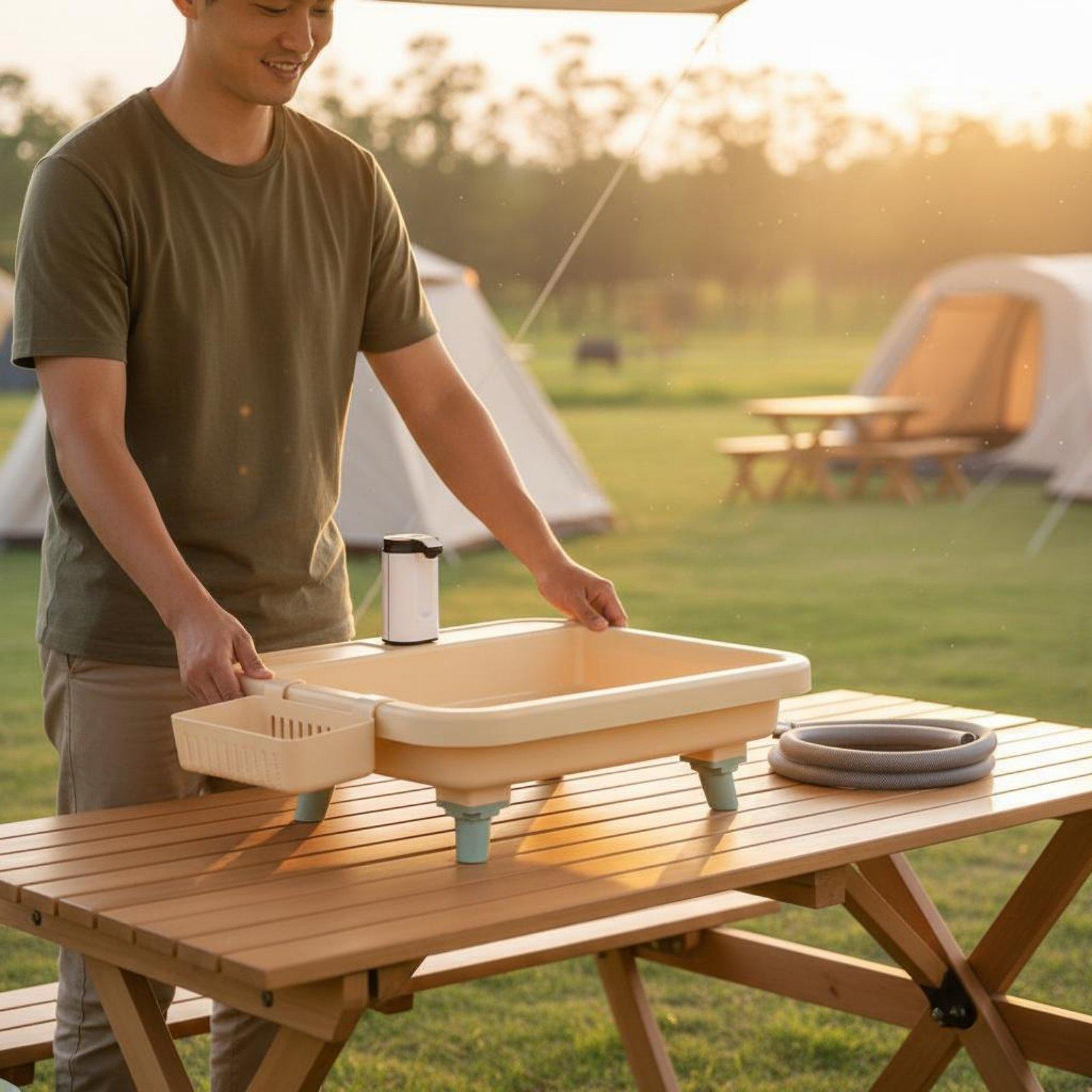 Outdoor In Camping - ポータブルキャンプシンク（内蔵蛇口とタイマー機能付き） - アウトドアアドベンチャー用手洗いステーション