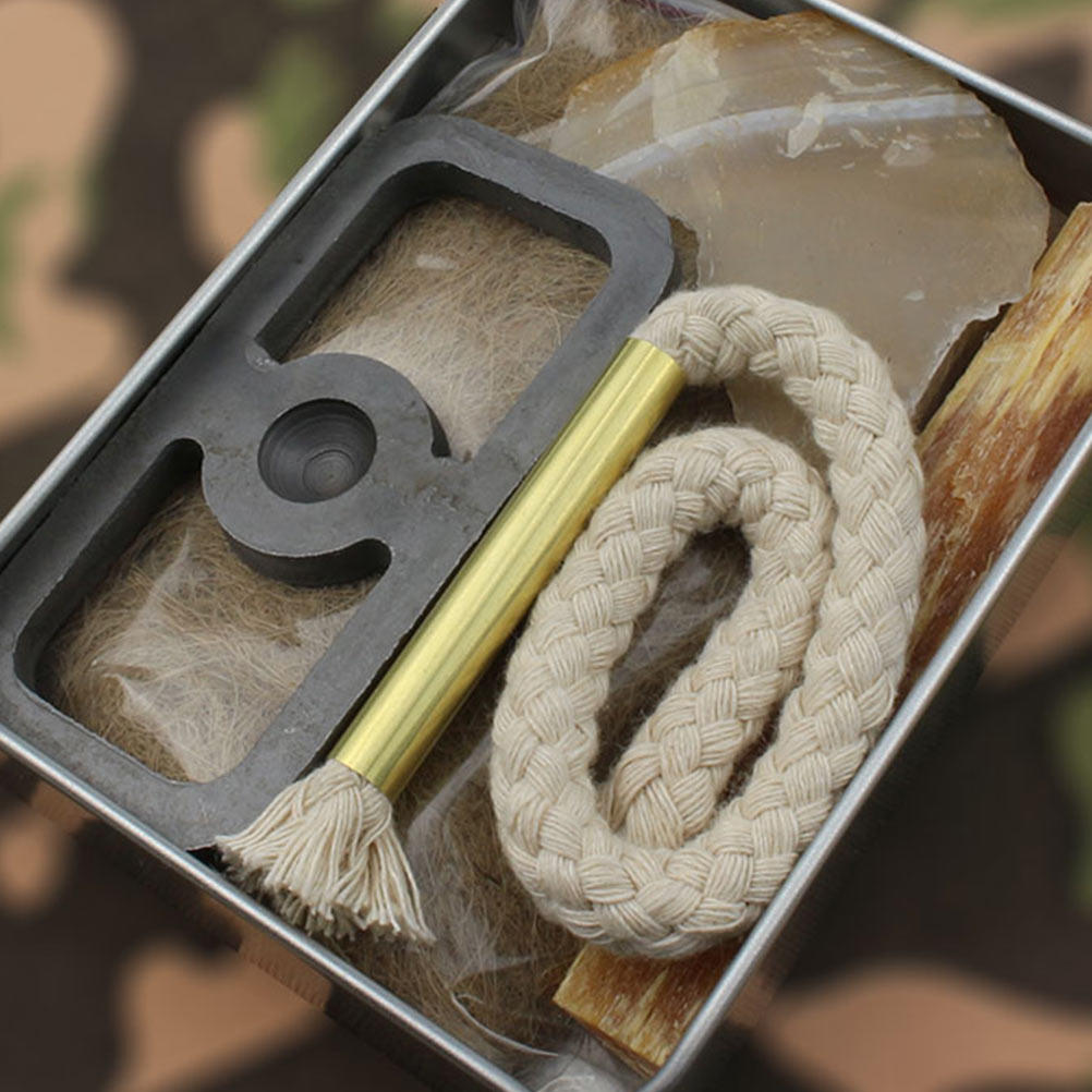 Outdoor Camping Cooking Set - 1セットファイヤースターターコットンロープセットインスタント燃焼ツールキャンプ用アウトドアクッキンググリルサバイバル緊急ファイヤーライター