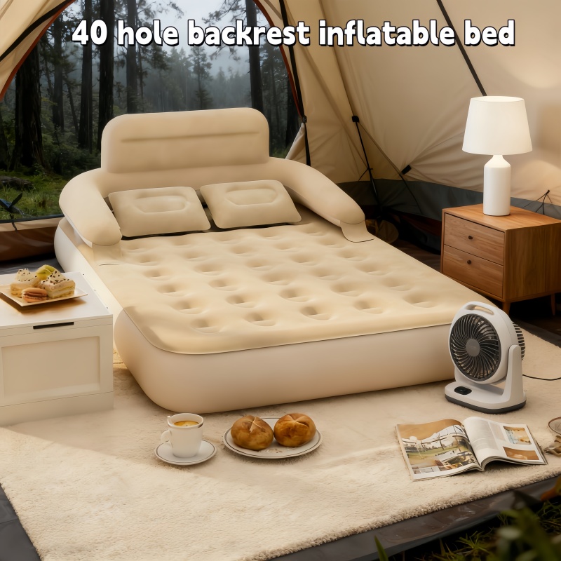 Bed Outdoor Camping - 屋外多機能2人用キャンプ用インフレータブルベッド、ポータブル背もたれ付きプラッシュインフレータブルソファ、エアクッションベッド、自宅での昼寝用