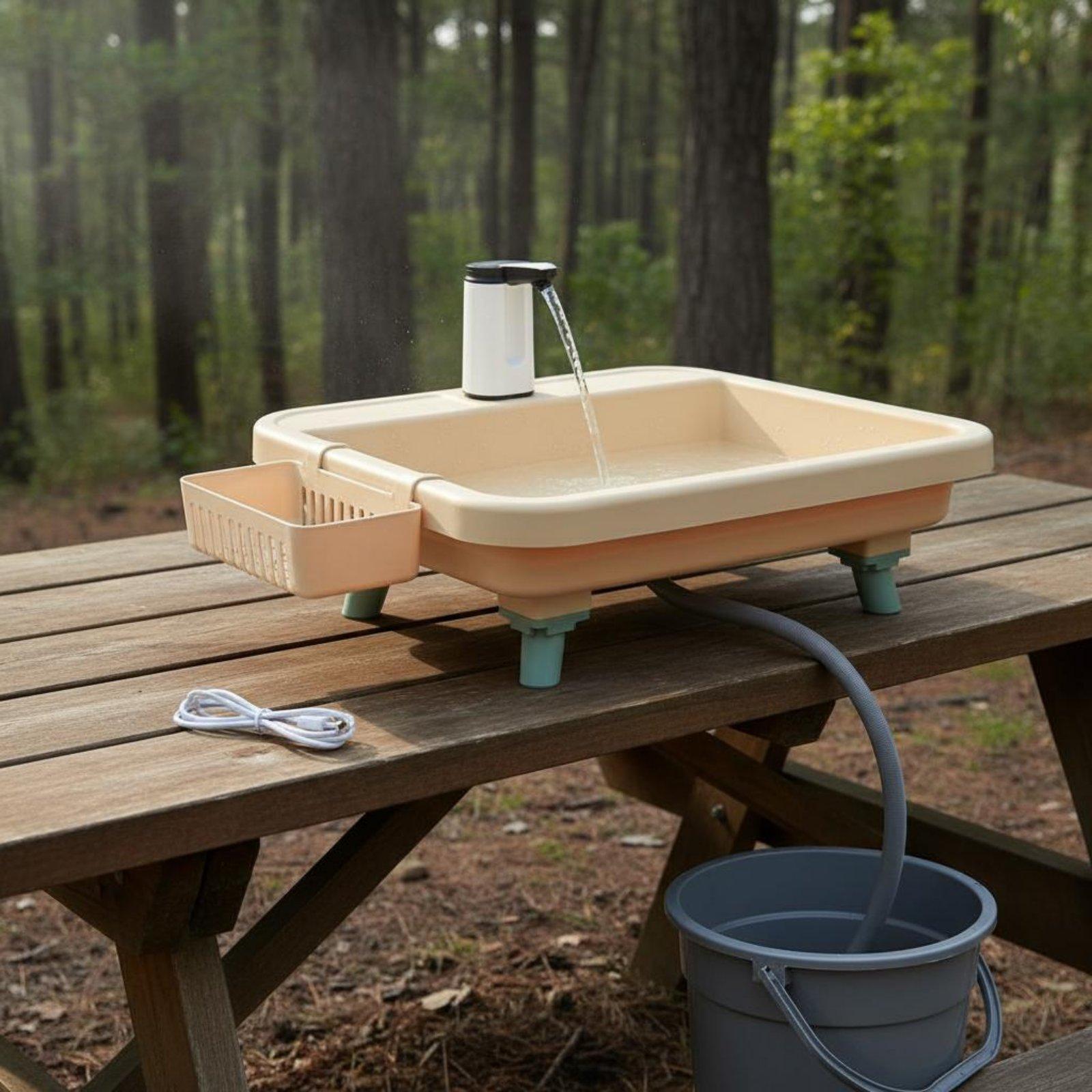 Outdoor In Camping - 屋外キャンプ用洗面器 ポータブルシンク 電動ウォーターポンプ蛇口セット ガーデン旅行キッチン用