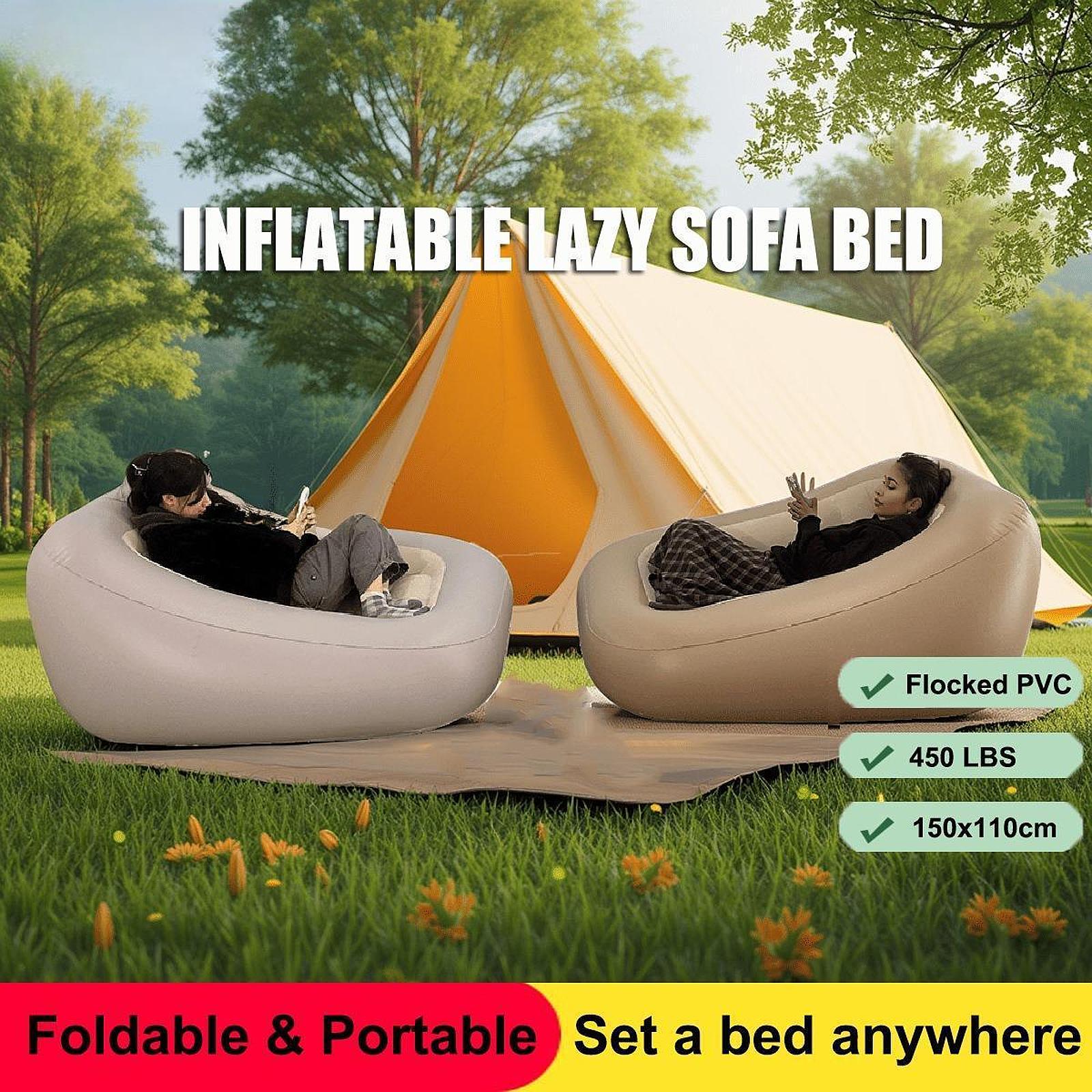 Bed Outdoor Camping - インフレータブルソファ折りたたみ椅子エアベッド旅行用屋外レジャーソファ夏の庭キャンプパーティー用屋外シートレイジーソファチェア