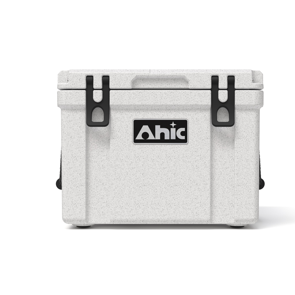 Outdoor In Camping - 25L釣り用クーラーボックス マーブルホワイトカラー アイスボックス 簡易設置機能付き ロトモールディング製ハードクーラー アウトドア