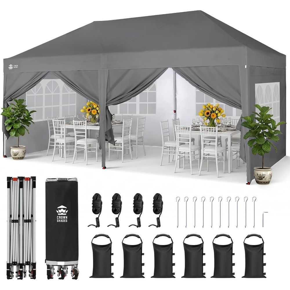 Bed Outdoor Camping - 10X20アップコマーシャル、屋外キャンプテント、窓付きサイドウォール、400D生地、グレー