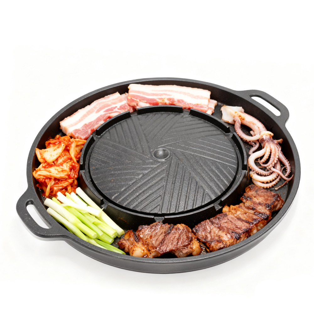 Outdoor Camping Cooking Set - KOSUN 韓国式BBQグリルパン 2 in 1 丸型バーベキュー共有プレート