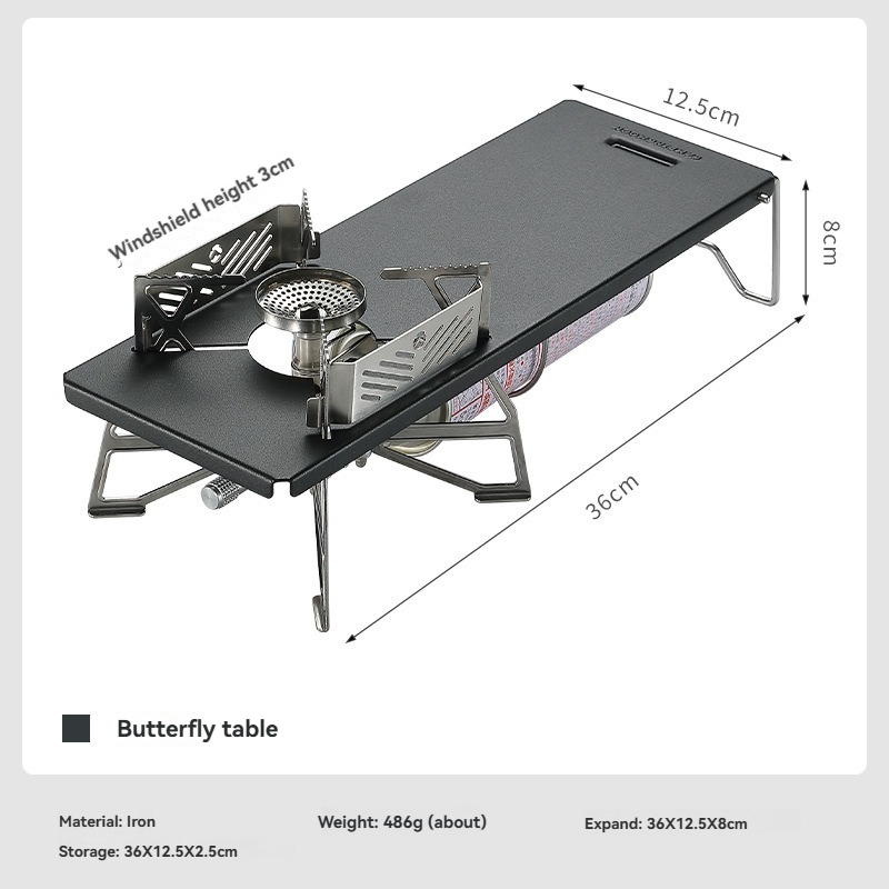 Outdoor Camping Gas Stove - CAMPINGMOON GT-3 ブラック ポータブルキャンプキッチンテーブルセット アウトドアガスストーブバーナーラック付き -
