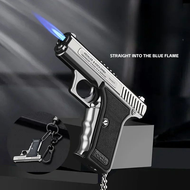 Outdoor Windproof Lighter - 2025 ポータブル金属防風ペンダントライター屋外スプレー青い炎トーチインフレータブルライタータバコアクセサリーメンズギフト