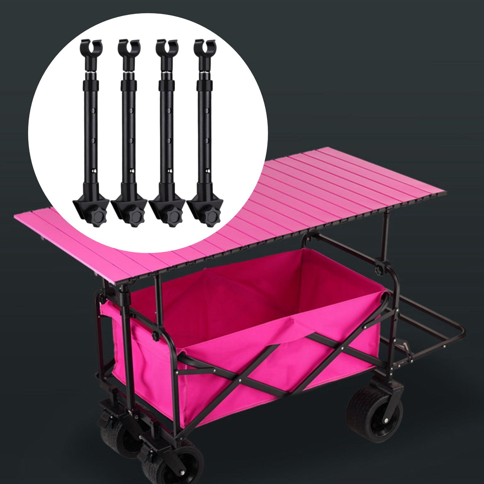 Outdoor Camping Vehicle Wagon - 4ピースワゴンカートルーフロッド必須アタッチメント頑丈なバックパッキングアウトドアギアキャンプオーニングフレームキットブラックサポートポール