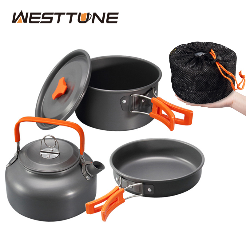 Outdoor Camping Cooking Set - WESTTUNE キャンプ調理器具キット アルミ アウトドア ポータブル クッキングセット