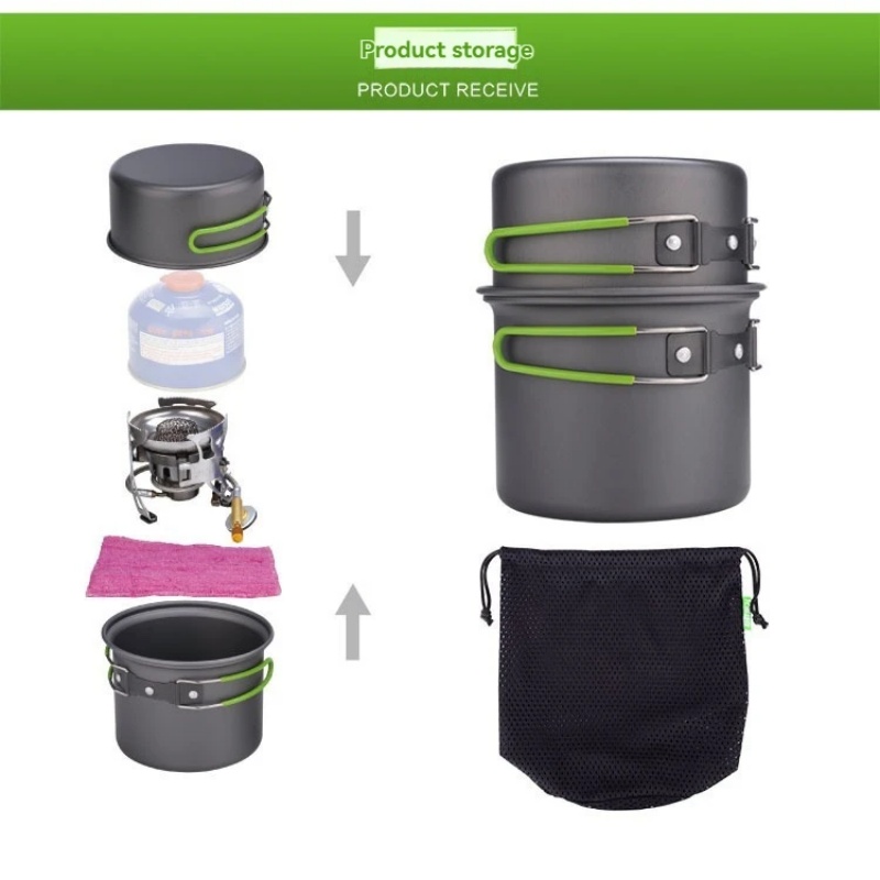 Outdoor Camping Cooking Set - BRS-T15A キャンプ調理器具セット 超軽量キャンプポットセット アウトドアクッキング食器 ハイキング、トレッキング、ピクニック、釣り用2026