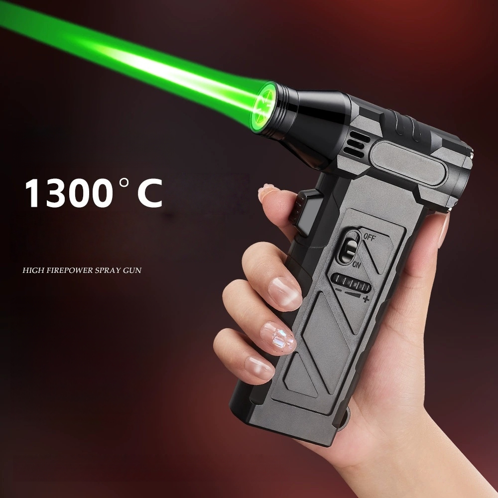 Outdoor Camping Direct - 屋外高温対応卓上ハンドヘルドスプレーガン防風ライター、直接噴射青炎ポータブルキャンプライター