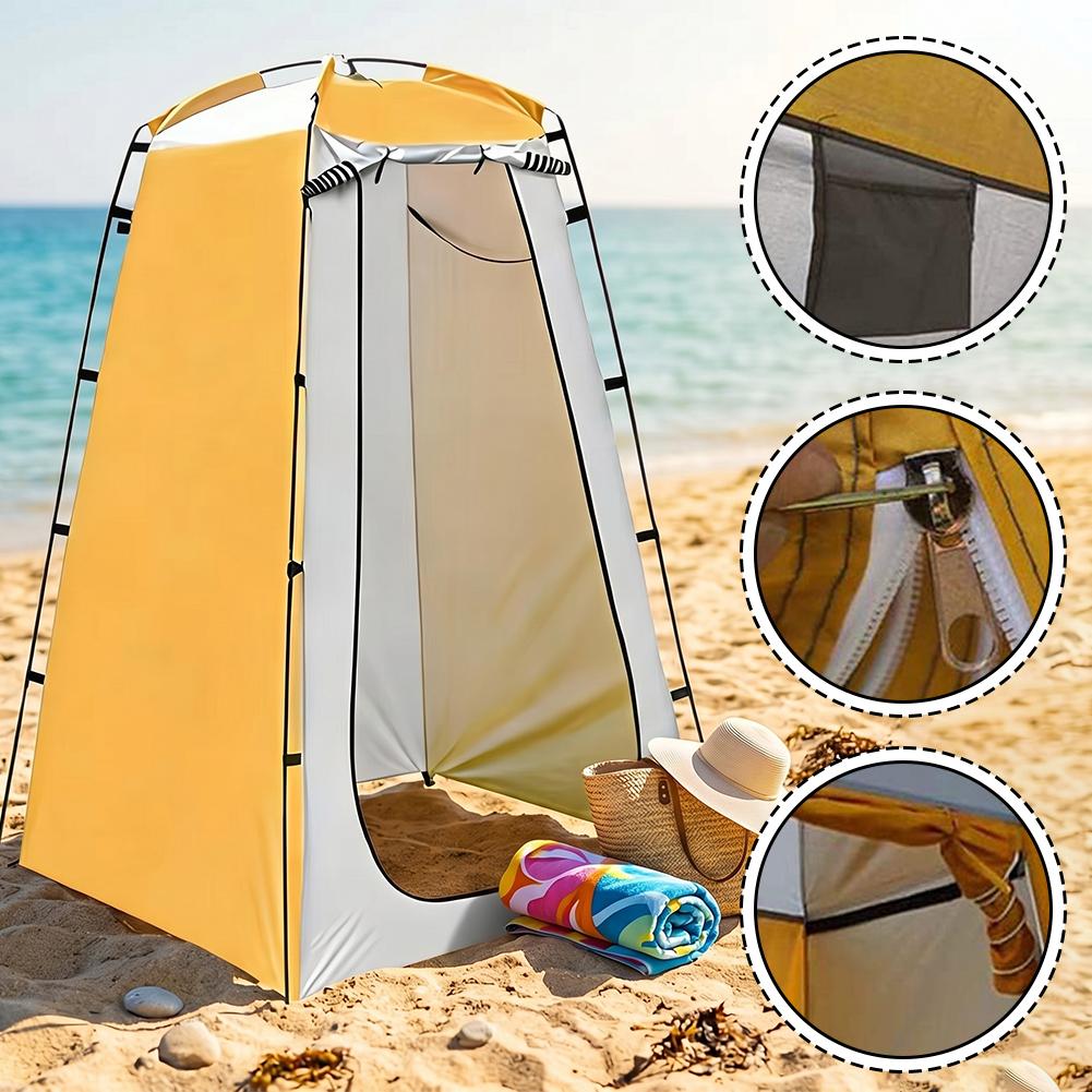 Outdoor Camping Toilet Tent - ポータブルシャワーテント二重層防水プライバシーシェルター屋外キャンプトイレ更衣用インスタントセットアップ軽量