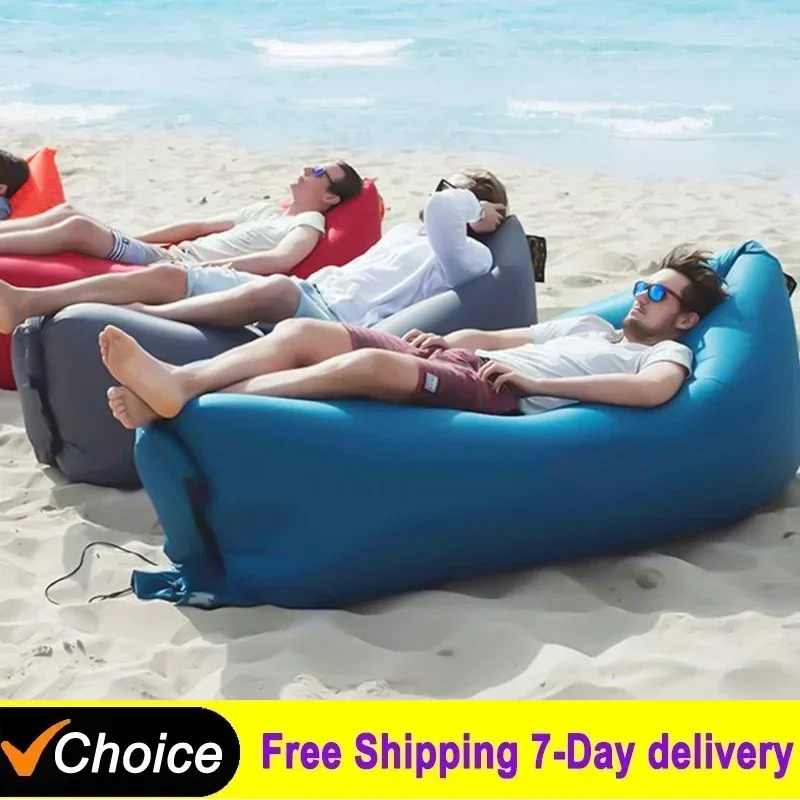 Bed Outdoor Camping - 屋外用ポータブルインフレータブルソファ、屋外用シート、インフレータブルエアーラウンジャー、ブローアップチェアバッグ、バナナ型キャンプベッド、ビーンバッグ