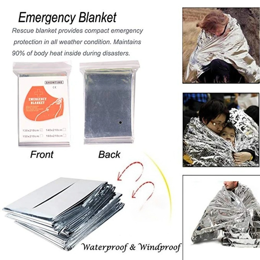 Emergency Mylar Blanket - 1/4 個の緊急用マイラーサーマルブランケットフォイルスペースブランケット NASA 用に設計されたボディウォーマー屋外応急処置キャンプハイキング旅行用