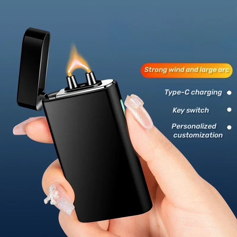 Outdoor Windproof Lighter - ハイパワーアークライター屋外防風LEDパワーディスプレイメタルライタータイプC充電ポータブルメンズシガレットイグナイター