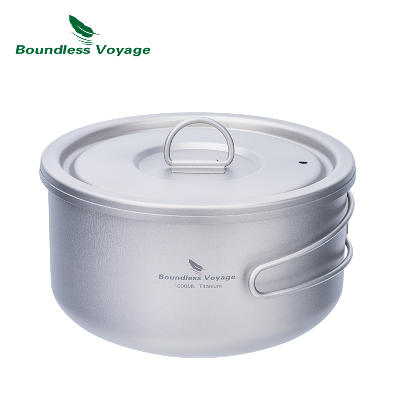 Outdoor Camping Cooking Set - ふた付きのキャンプ用チタンポット,超軽量,屋外料理,単層,弁当箱,折りたたみ式ハンドル,ti2041C
