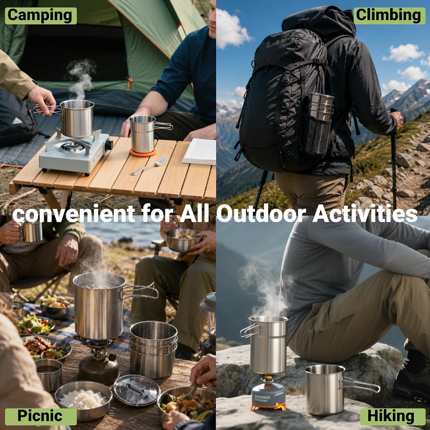 折りたたみ式キャンプカップマグカップキャンプポット調理器具3 - Outdoor Camping Cooking Set のレビューと価格