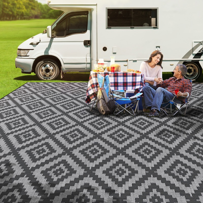 大型パティオマット屋外用ラグ9x12防水プラスチックRVラグ - Outdoor Camping Rugs 9X12 のレビューと価格