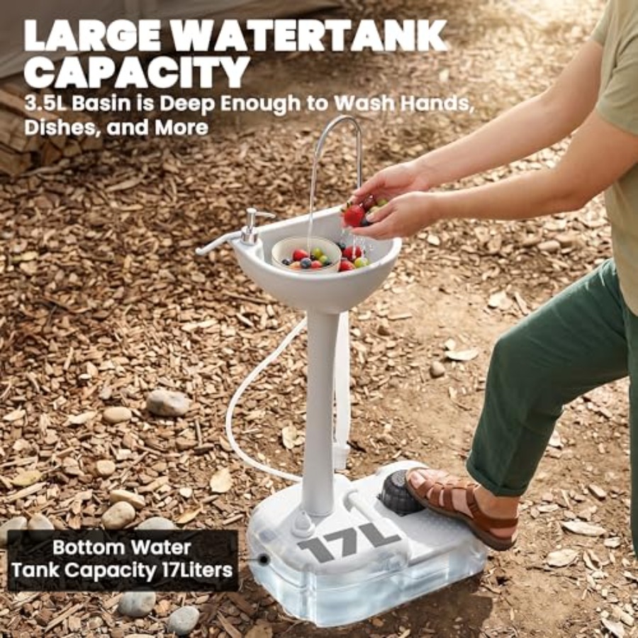 ポータブルキャンプシンク（RVや屋外イベント用）：HDPE製 - Outdoor In Camping のレビューと価格