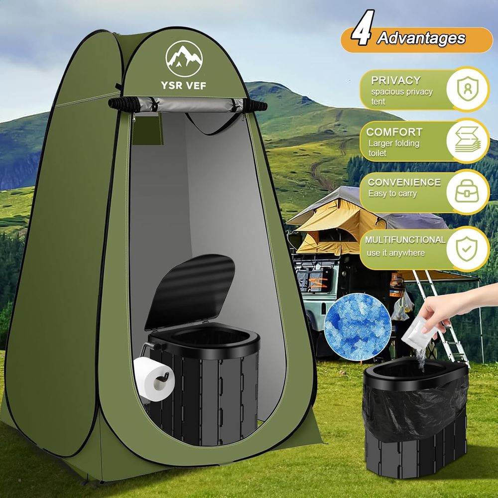 ポータブルトイレキット、ポップアップ式プライバシーテントとう - Outdoor Camping Tent のレビューと価格