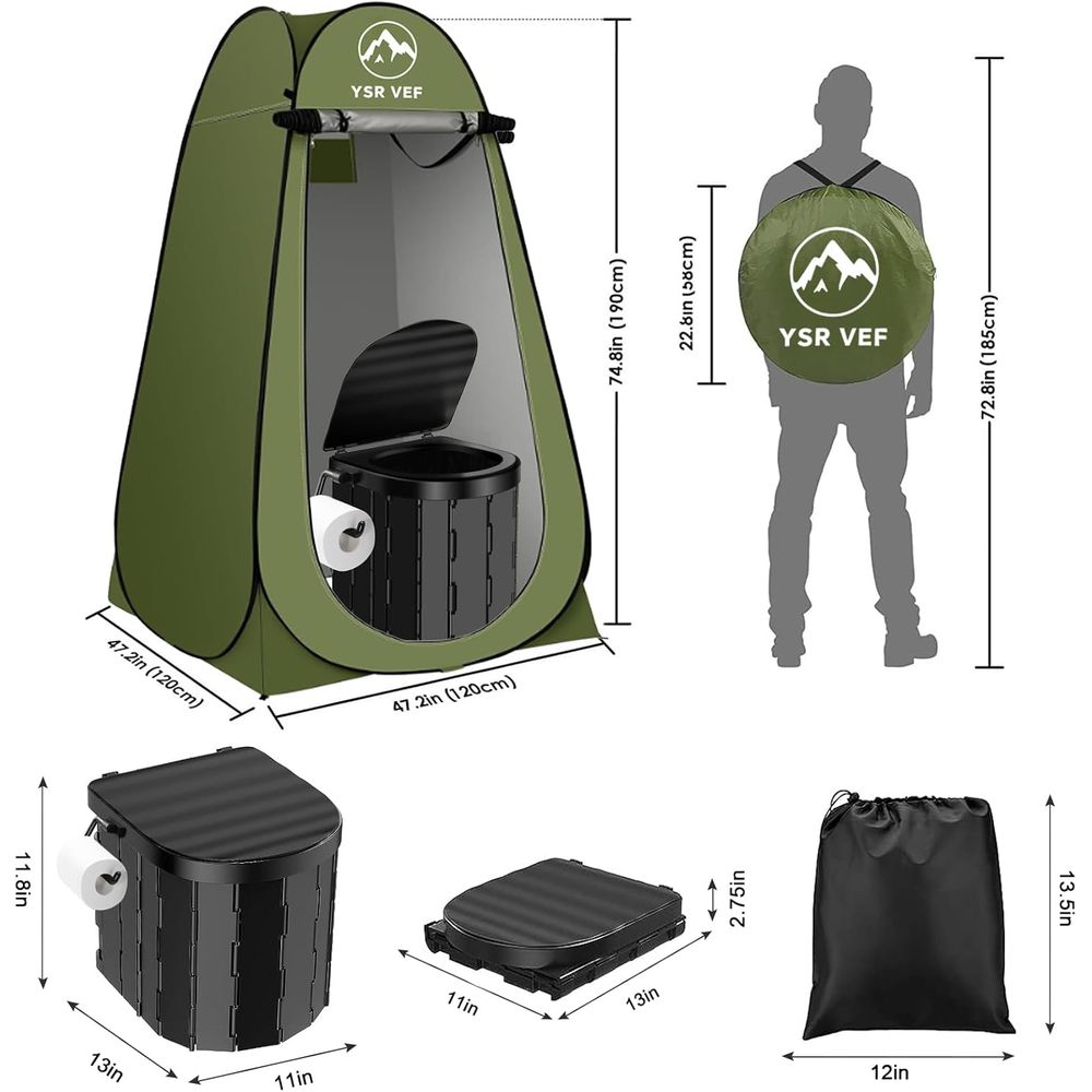 ポータブルトイレキット、ポップアップ式プライバシーテントとう - Outdoor Camping Tent のレビューと価格