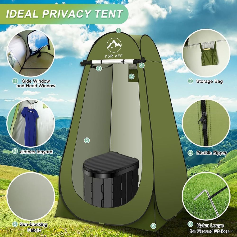 ポータブルトイレキット、ポップアップ式プライバシーテントとう - Outdoor Camping Tent のレビューと価格