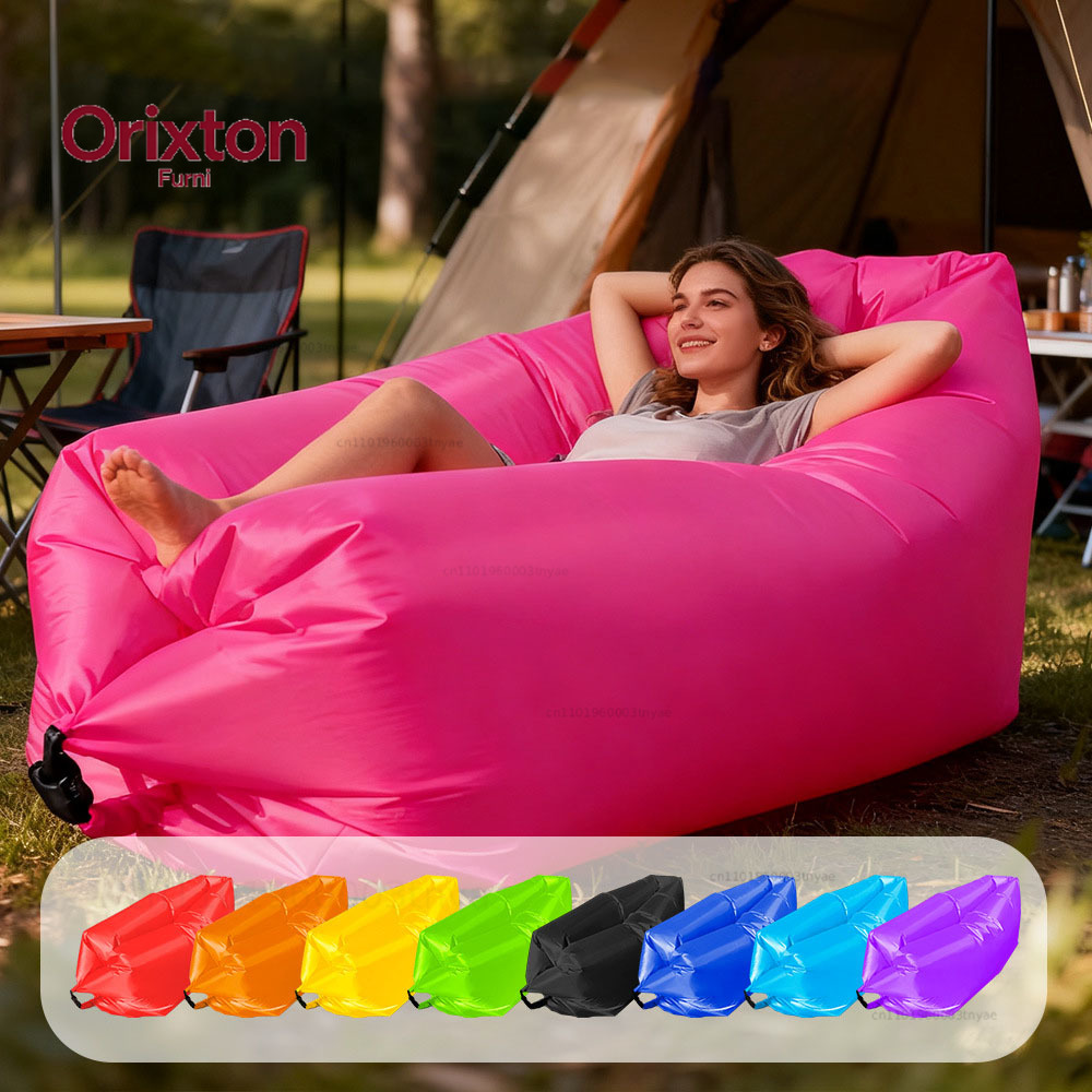 多色展開のシングルレイジーインフレータブルソファ、ポータブル - Bed Outdoor Camping のレビューと価格
