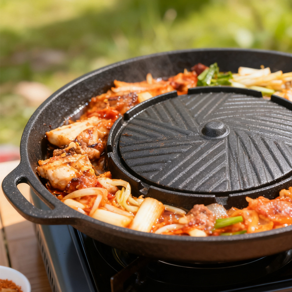 KOSUN 韓国式BBQグリルパン 2 in 1 丸型バーベ - Outdoor Camping Cooking Set のレビューと価格