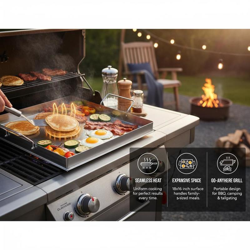 ユニバーサルフラットトップグリドル 18x16インチ キャン - Outdoor Camping Cooking Set のレビューと価格