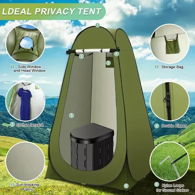 ‌ ポータブルポップアップトイレテント プライバシーシェルタ - Outdoor Camping Toilet Tent のレビューと価格