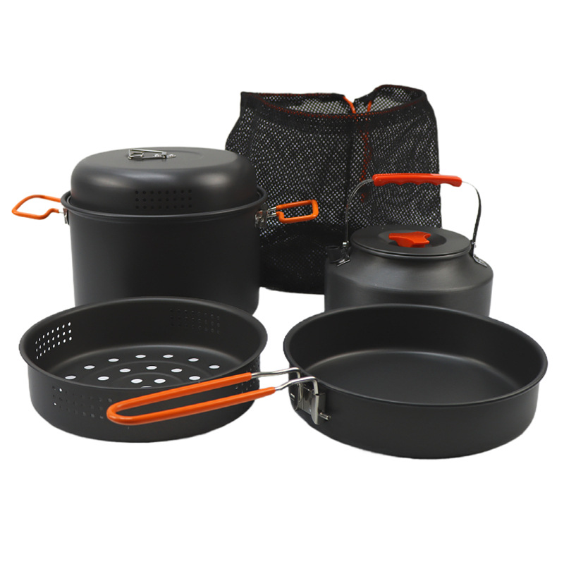 屋外調理器具セット、キャンプ調理鍋、ケトル、蒸し器、フライパ - Outdoor Camping Cooking Set のレビューと価格