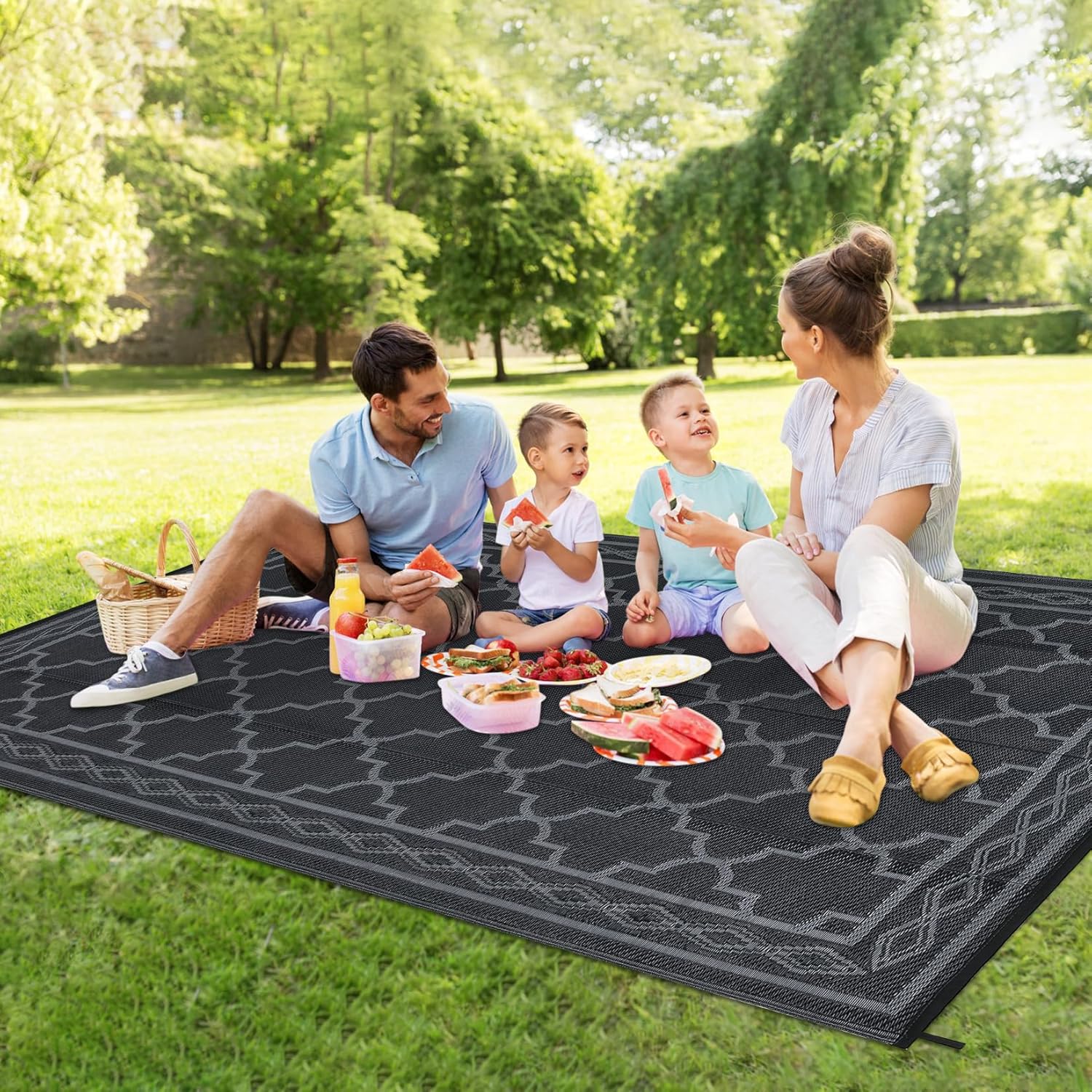 9x12インチの大型屋外ラグ – 防水性のあるリバーシブルプ - Outdoor Camping Rugs 9X12 のレビューと価格